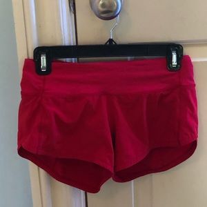 Red Lululemon Speed up Shorts
